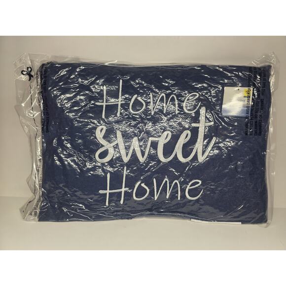 Blue Denim Style Throw Pillow "Home Sweet Home" Embroidered Farmhouse Decor - Picture 1 of 2